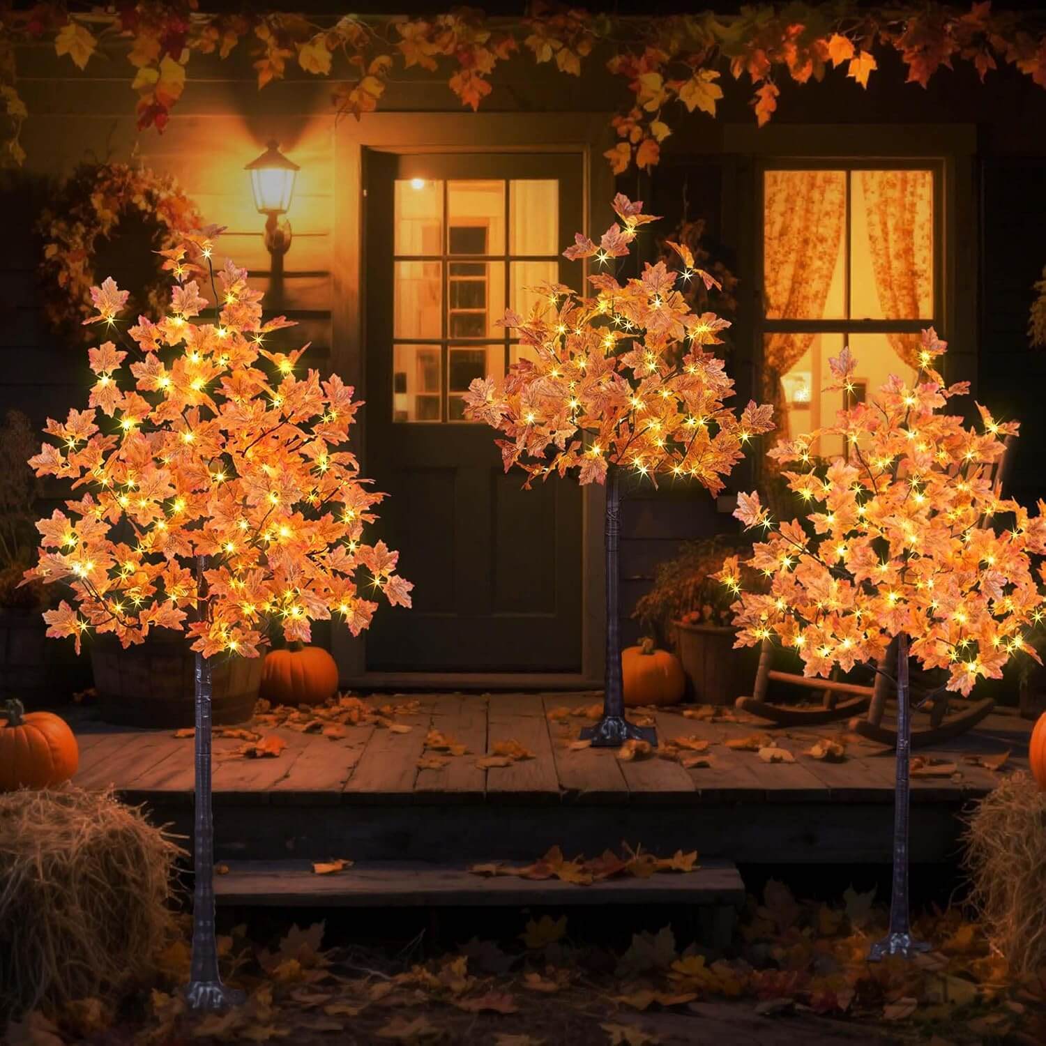 Lightshare Set of 3 Orange Maple Tree & Lights