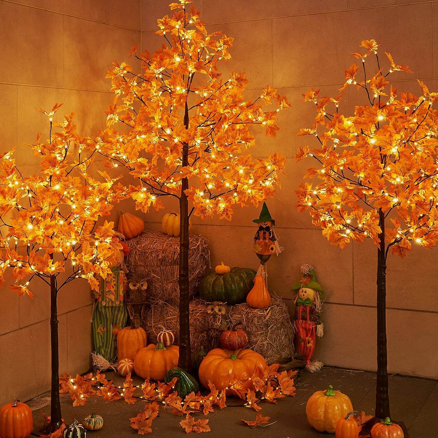 Lightshare Set of 3 Orange Maple Tree & Lights