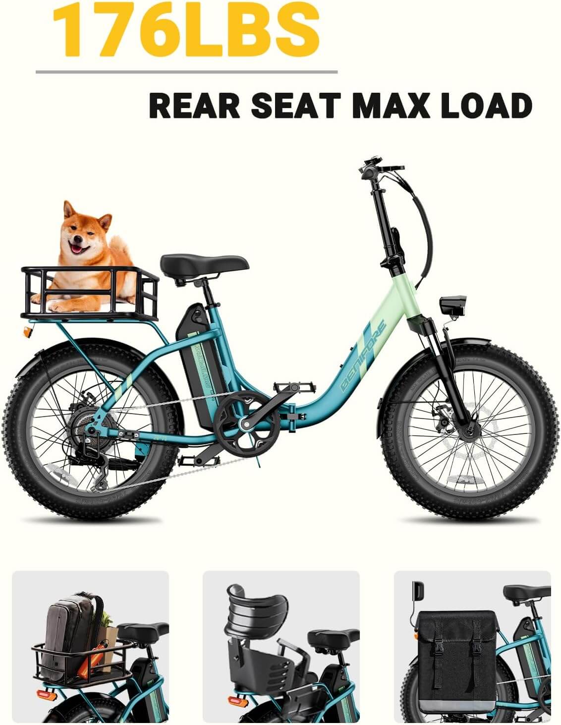 Luckeep C23 2 Seater 750W 20" Commuter Folding Fat Tire Electric Bike