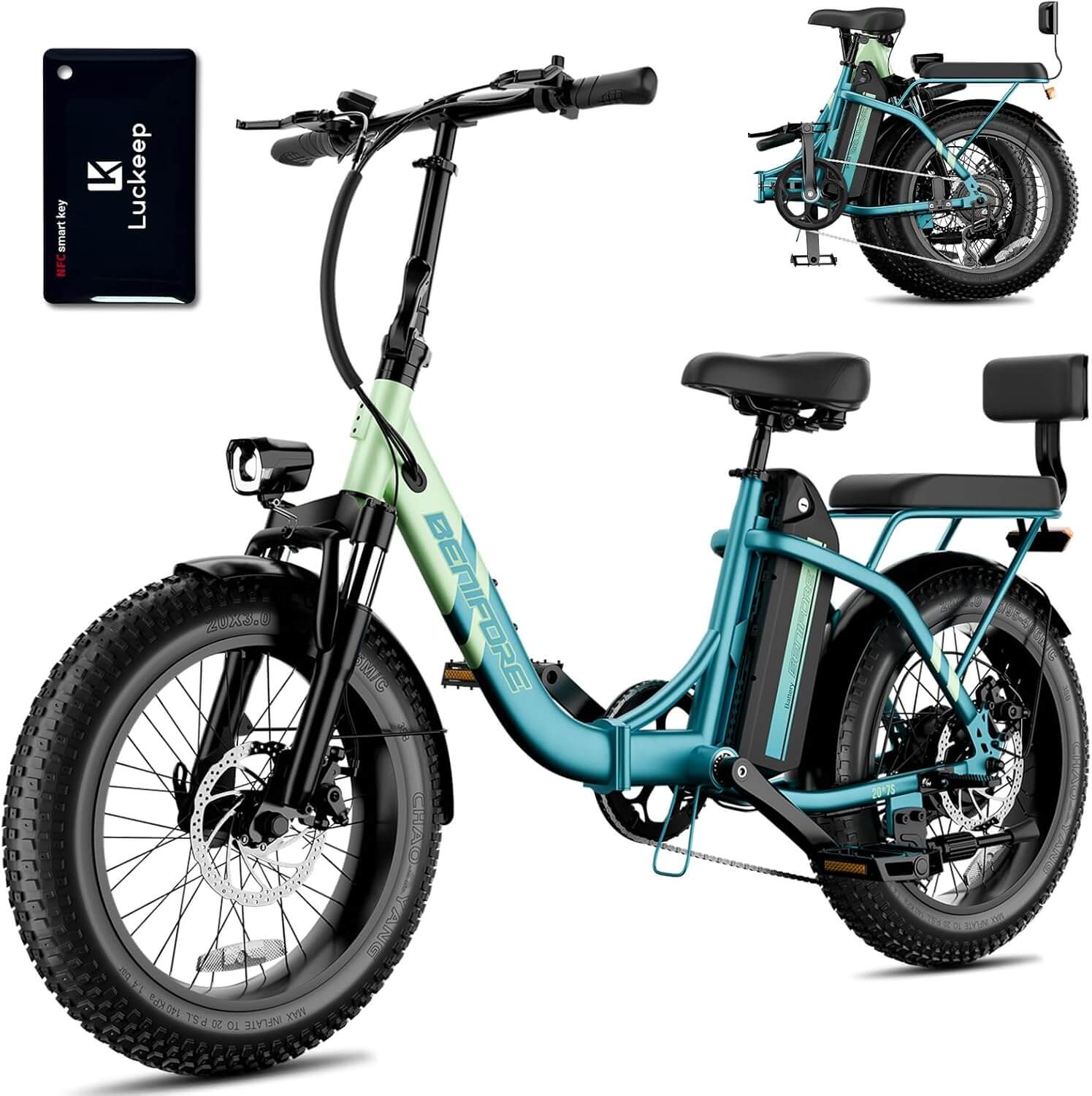 Luckeep C23 2 Seater 750W 20" Commuter Folding Fat Tire Electric Bike