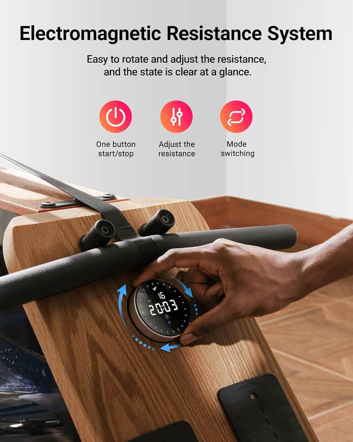 MERACH MR-950 Water Electromagnetic Foldable Wooden Rowing Machine