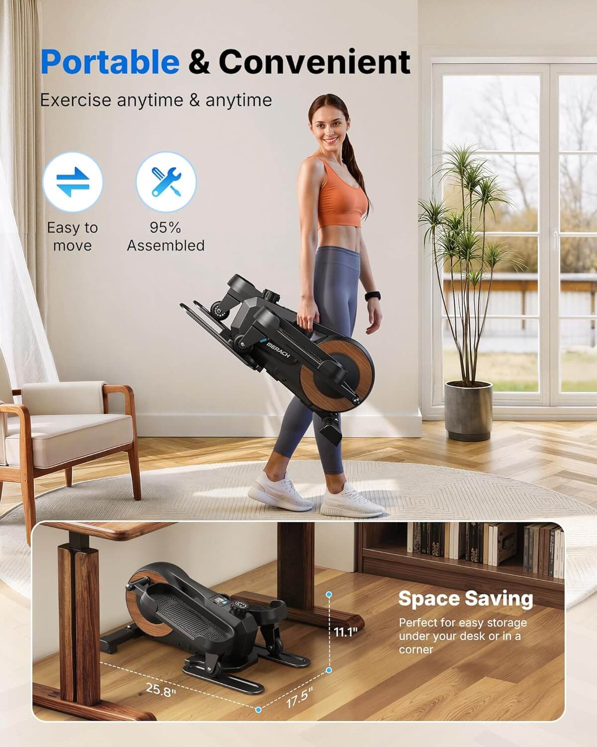 MERACH MR-E43 Under Desk Elliptical Machine