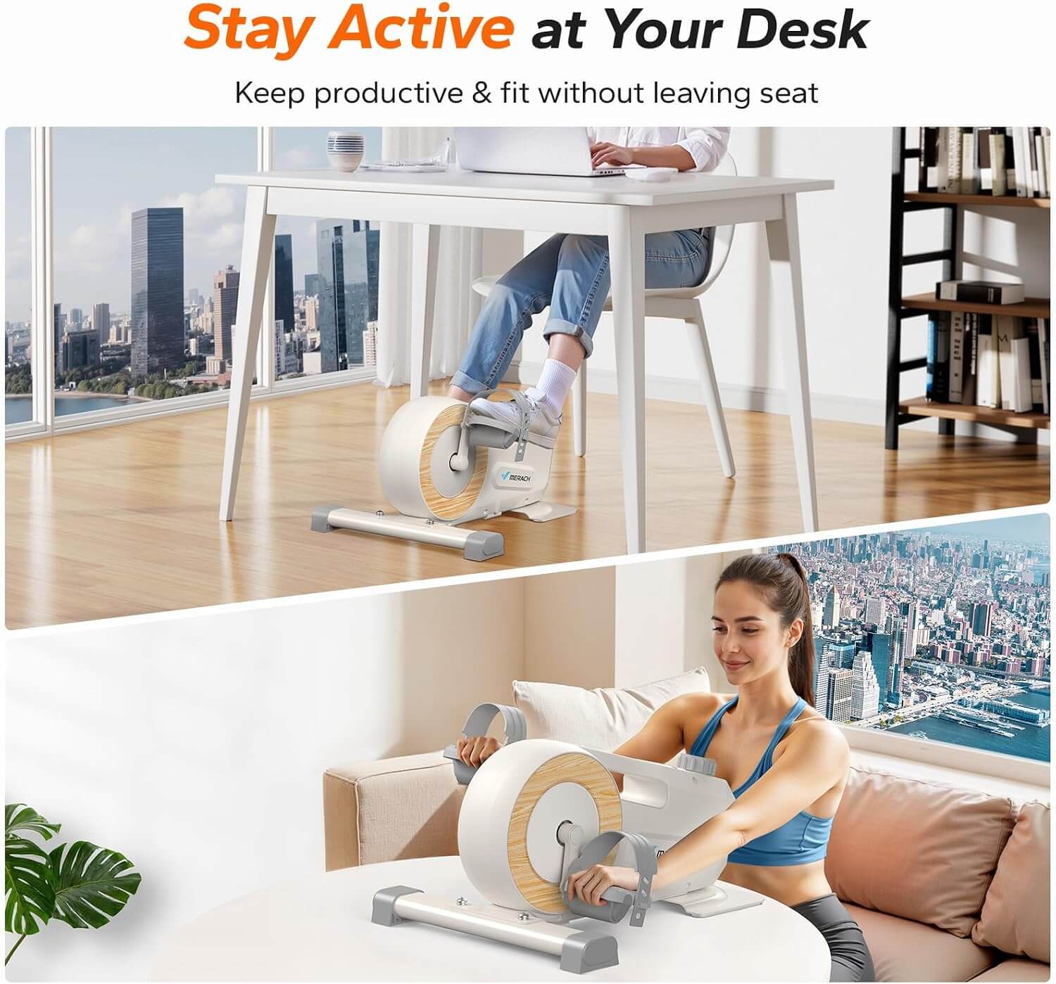 MERACH MR-E43W2 Under Desk Pedal Exerciser Mini Exercise Bike