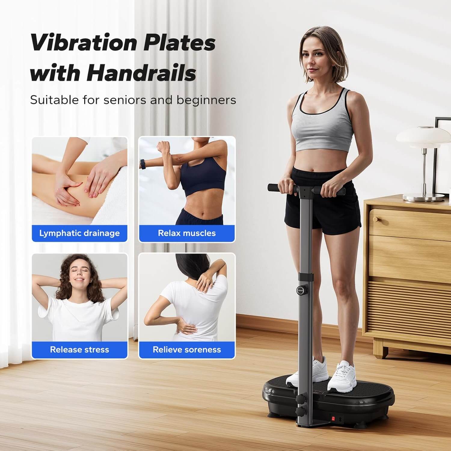 MERACH V44 Vibration Plate Exercise Machine with Handrails