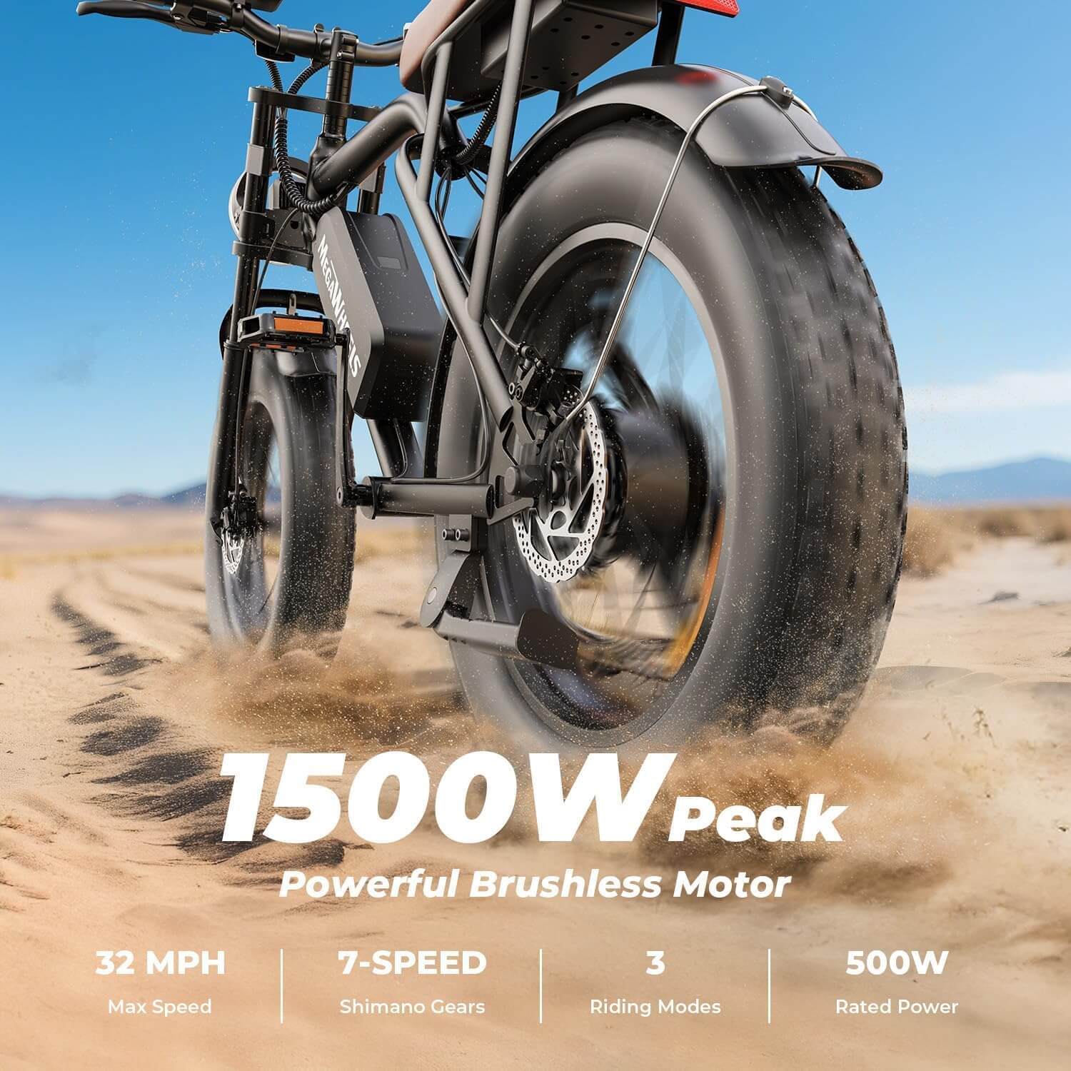 Megawheels EB01 1500W 48V Full Suspension Fat Tire Electric Bike