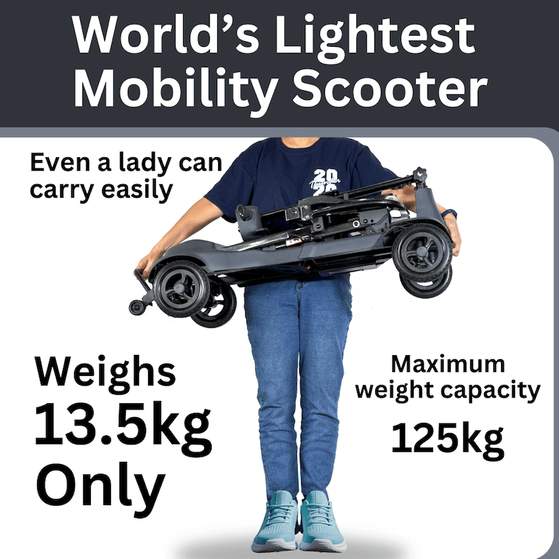 MoJo T580 Carbon Fiber 4 Wheel Lightweight Folding Electric Mobility Scooter