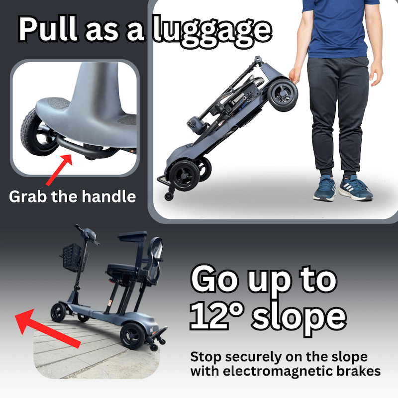 MoJo T580 Carbon Fiber 4 Wheel Lightweight Folding Electric Mobility Scooter