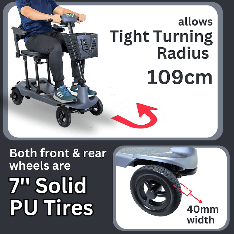 MoJo T580 Carbon Fiber 4 Wheel Lightweight Folding Electric Mobility Scooter