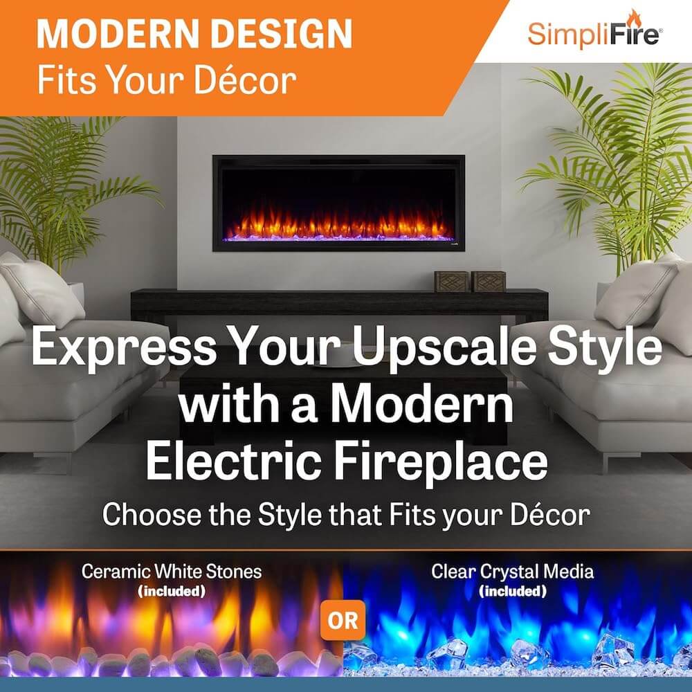 Monessen Allusion Simplifire PLATINUM SF-ALLP50-BK 50" Recessed Linear Electric Fireplace