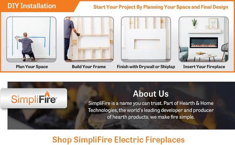 Monessen Allusion Simplifire PLATINUM SF-ALLP50-BK 50" Recessed Linear Electric Fireplace