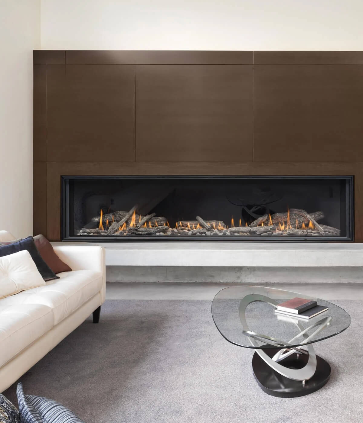 Montigo 72" D7215NI-2 Distinction Single Sided Direct Vent Fireplace, Linear Burner, IPI