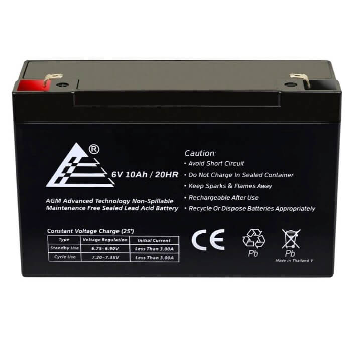 MotoTec Universal Parts 6V 10Ah SLA BATTERY, Batt-6v-10ah