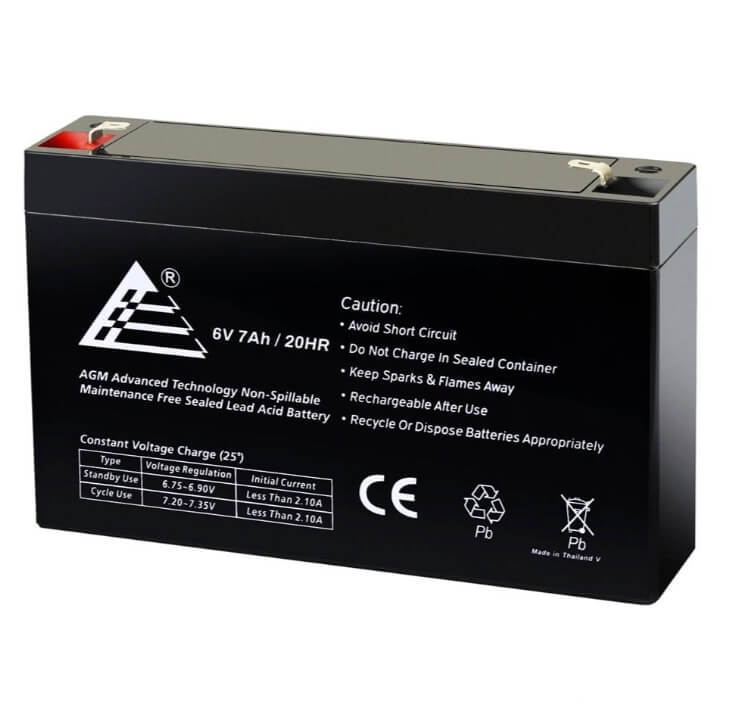 MotoTec Universal Parts 6V 7Ah SLA BATTERY, Batt-6v-7ah