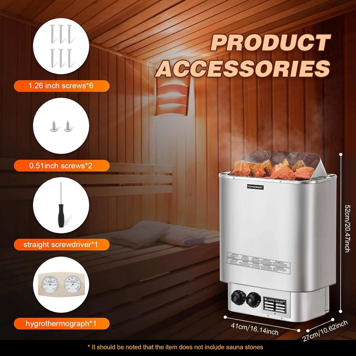 Mxmoonant 18.8" x 13.77" x 21.45" 220V Electric Sauna Heater