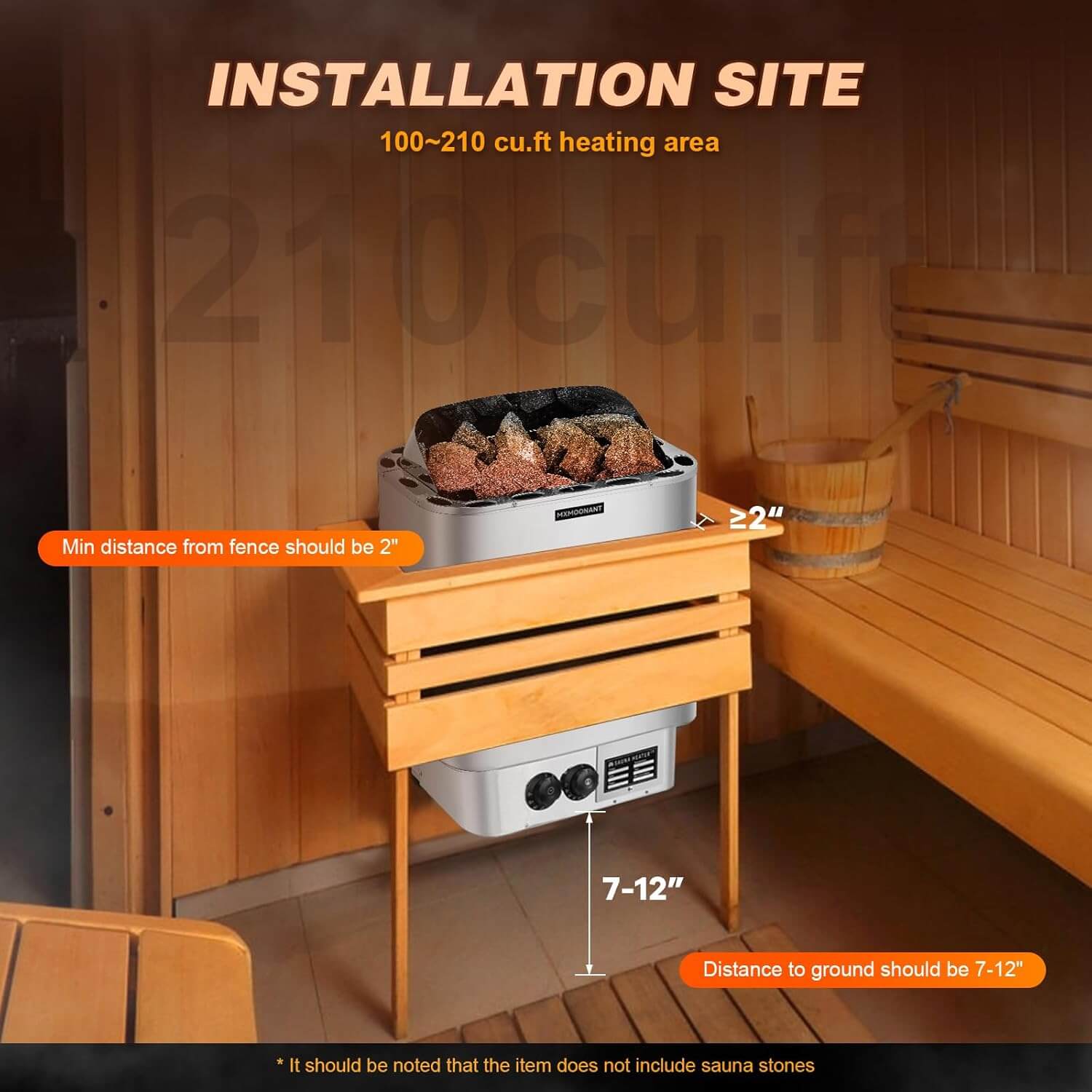 Mxmoonant 18.8" x 13.77" x 21.45" 220V Electric Sauna Heater