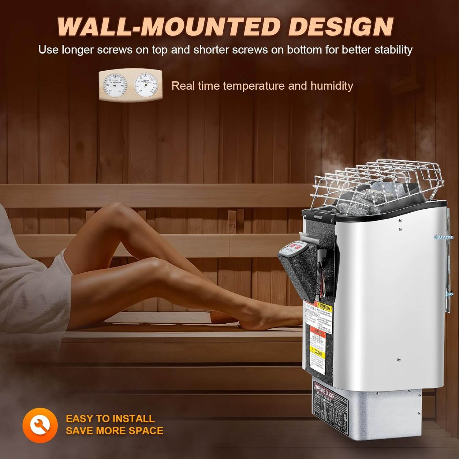 Mxmoonant 9kW Built-In Digital Control 18"x13"x21" 220V Electric Sauna Heater