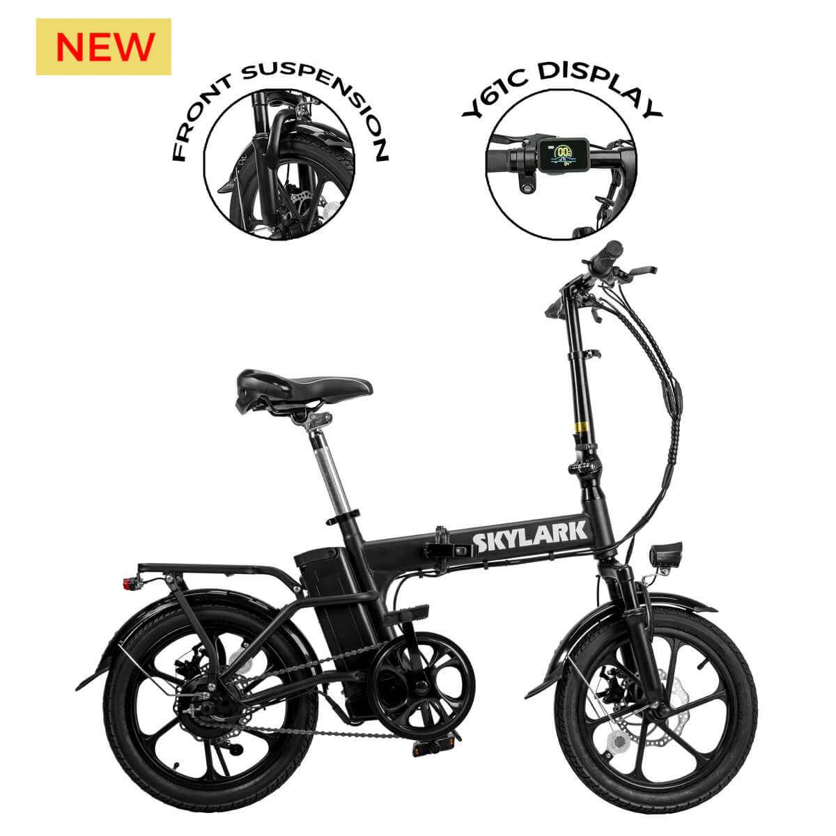 2025 Nakto SKYLARK 2 500W 48V 16" Lithium Folding Electric Bike, Front Suspension