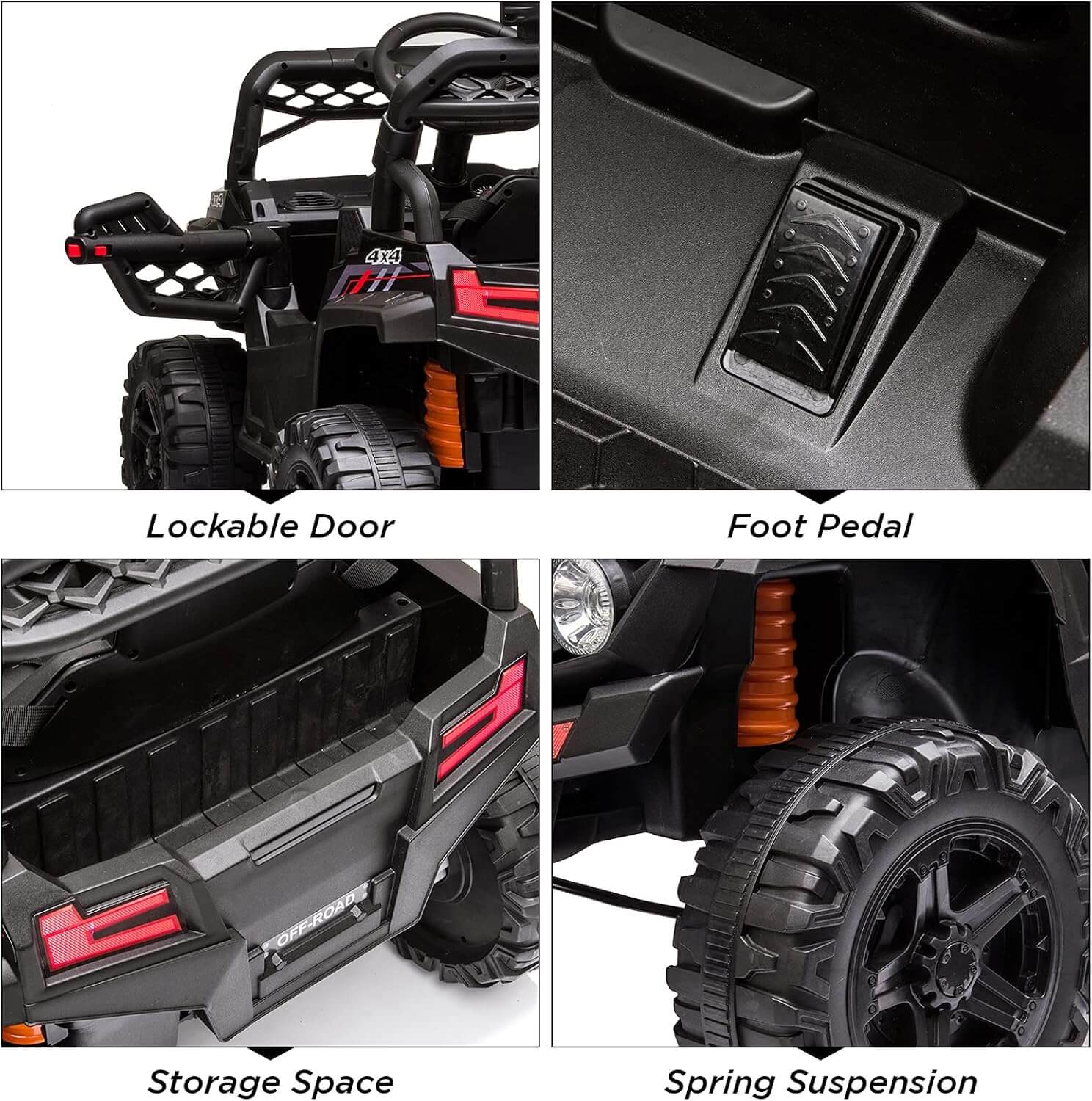 Nasitip 12V 4x4 Spring Suspension Kids' Ride-On UTV Car