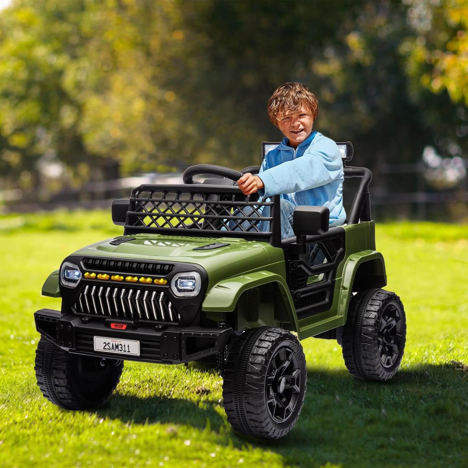Nasitip 12V Kids' Electric Ride-On Truck, LED Lights, Remote Control