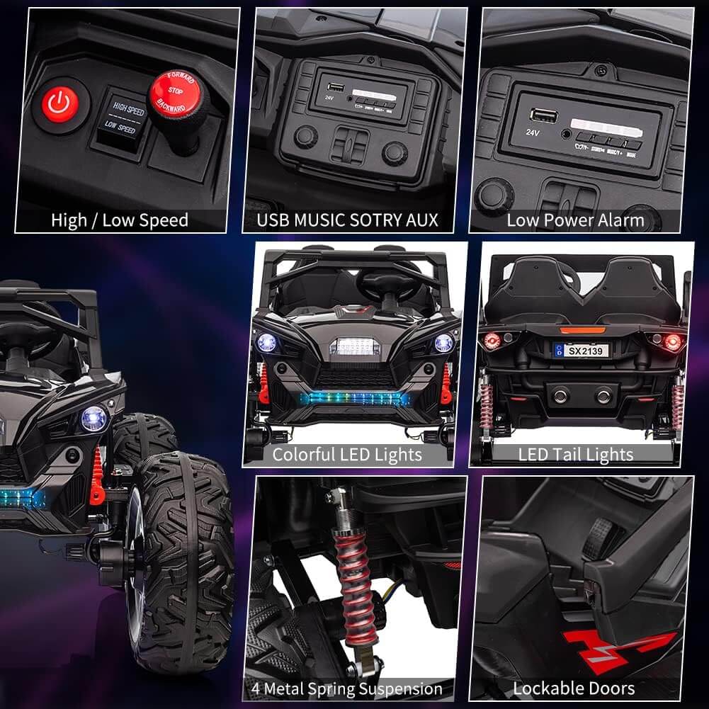 Nasitip 24V 4WD 2 Seater Extra Large EVA Wheels Kids' Ride-On UTV Car