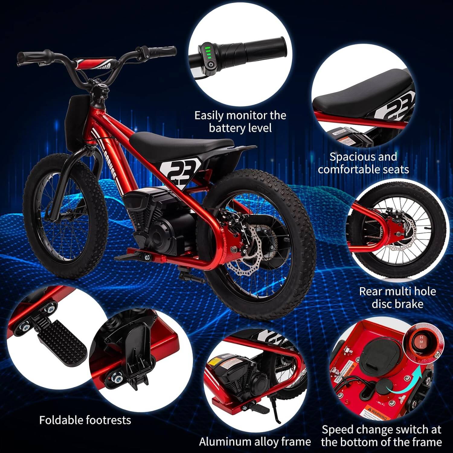 Nasitip 250W 24V 3 Speed Kids' Electric Balance Bike