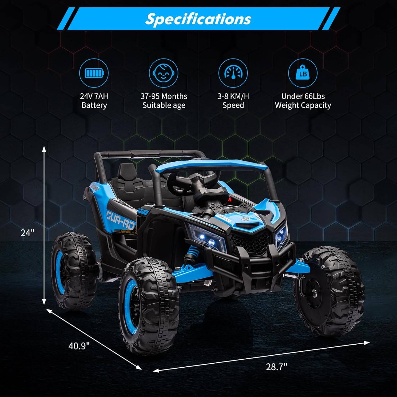 Nasitip 400W 24V Shock Absorbers Kids' Ride-On UTV Car