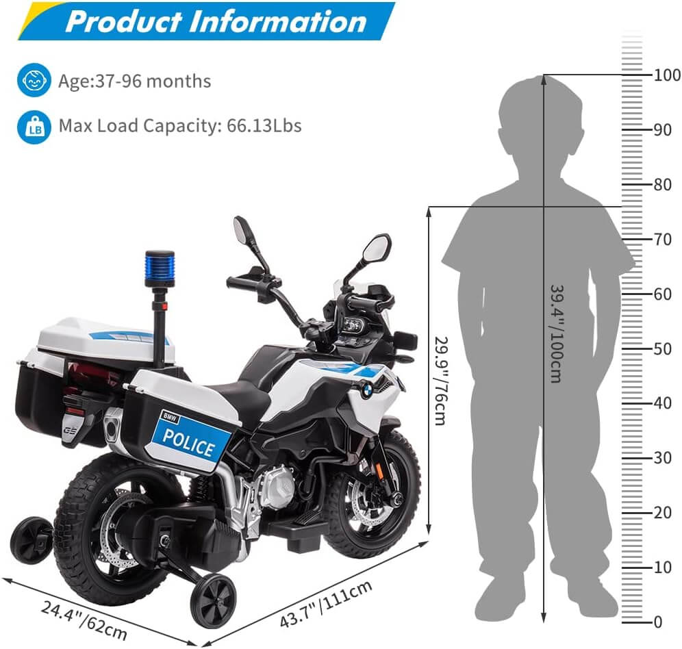 Nasitip BMW Licensed Police Kids Electric Ride-On Motorcycle