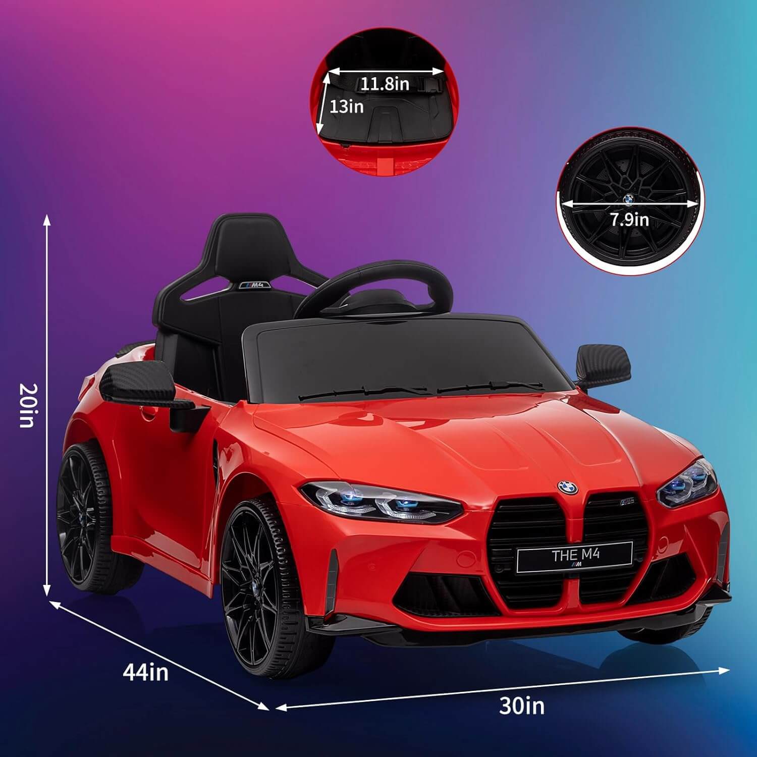 Nasitip BMW M4 Licensed Kids' Electric Ride-On Car, Double Doors, Remote Control