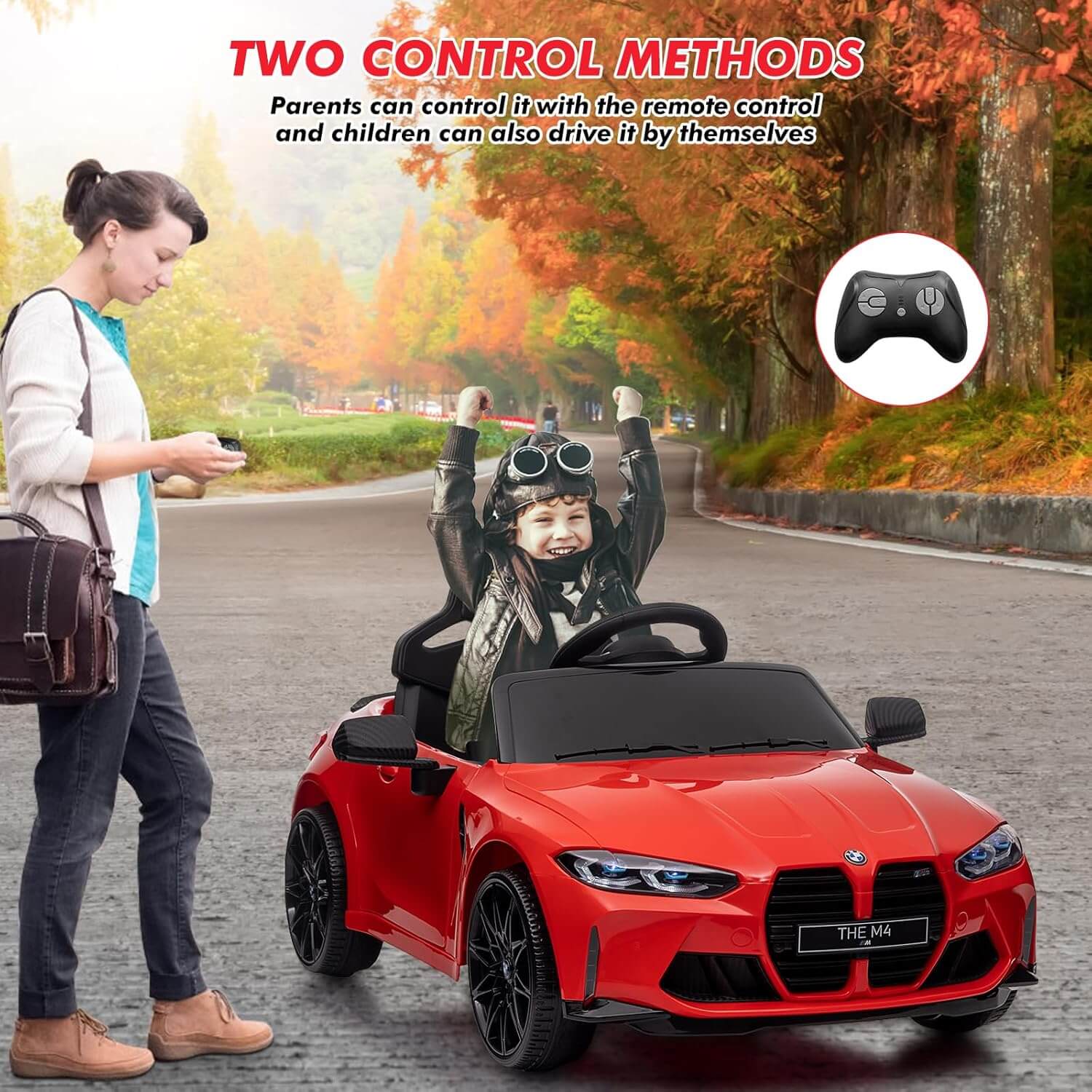 Nasitip BMW M4 Licensed Kids' Electric Ride-On Car, Double Doors, Remote Control