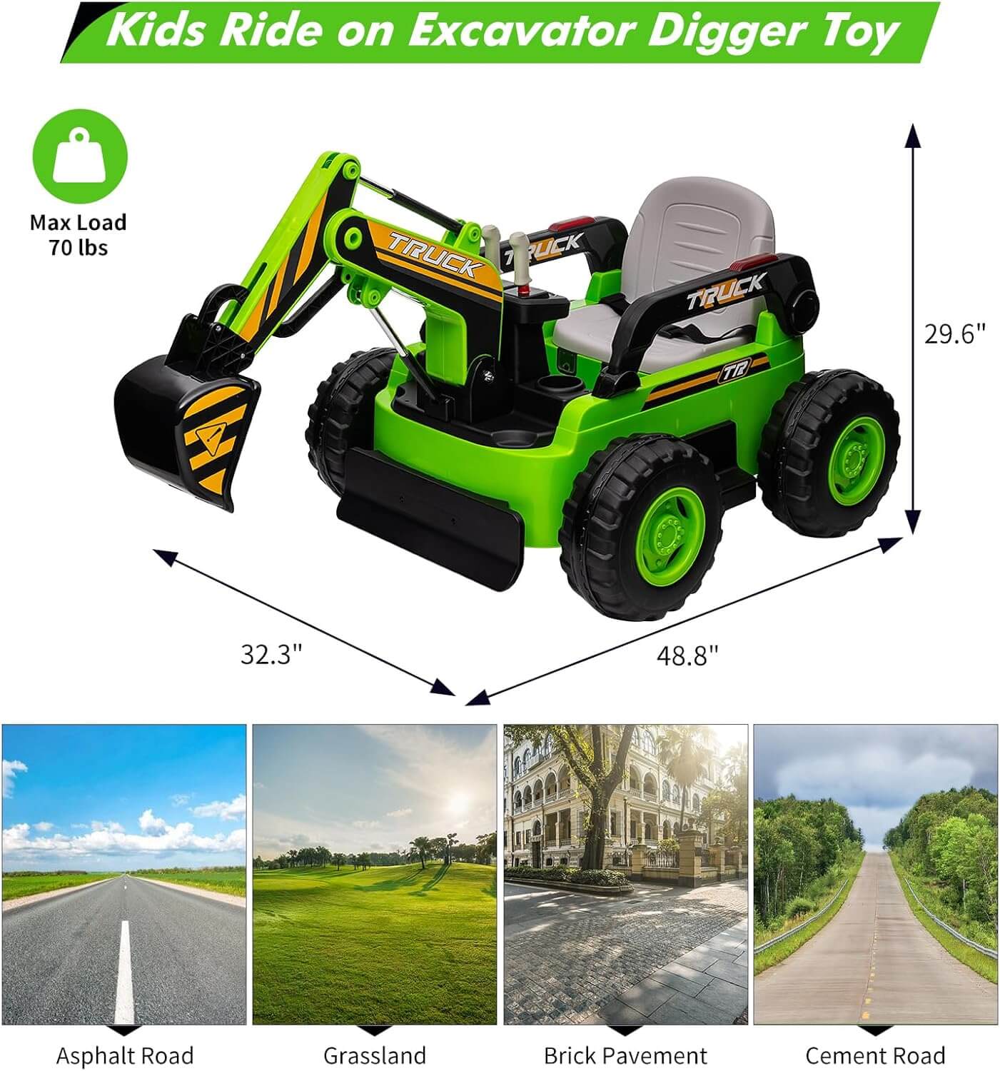 Nasitip Battery Powered Kids' Ride-On Excavator Digger Truck