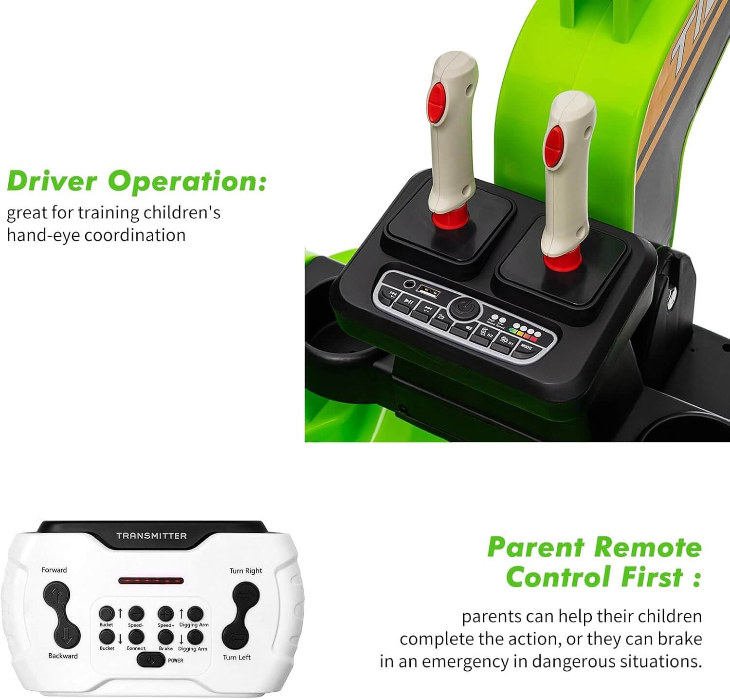 Nasitip Battery Powered Kids' Ride-On Excavator Digger Truck