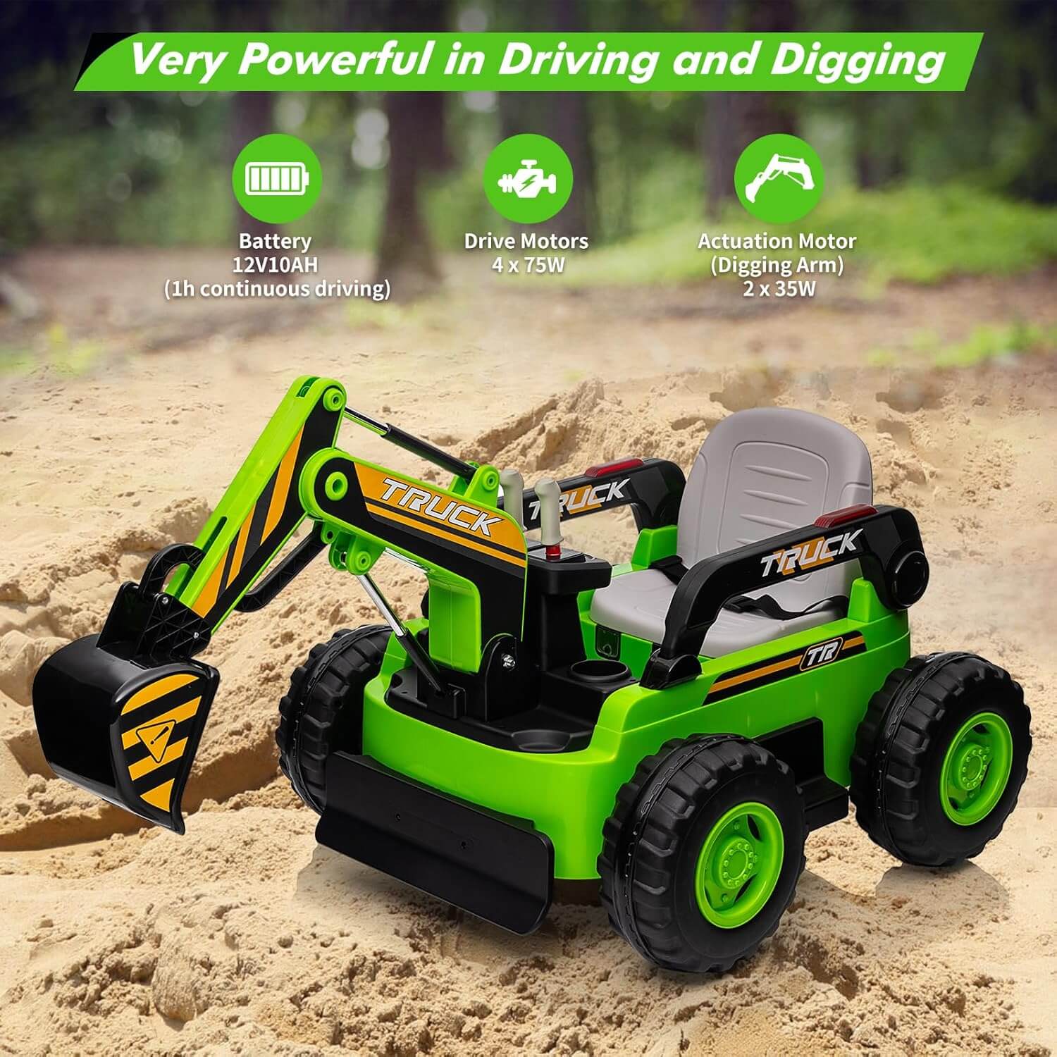 Nasitip Battery Powered Kids' Ride-On Excavator Digger Truck
