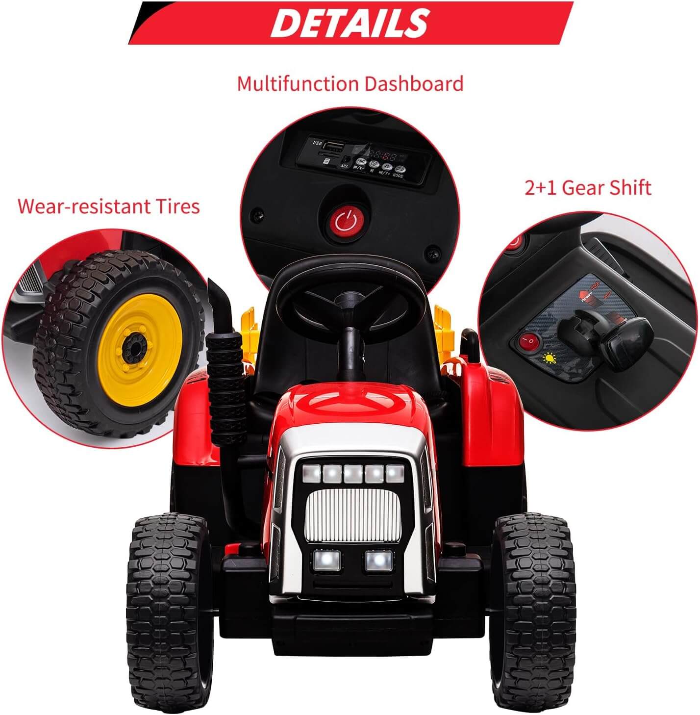 Nasitip Battery Powered Kids' Ride-On Tractor with Trailer