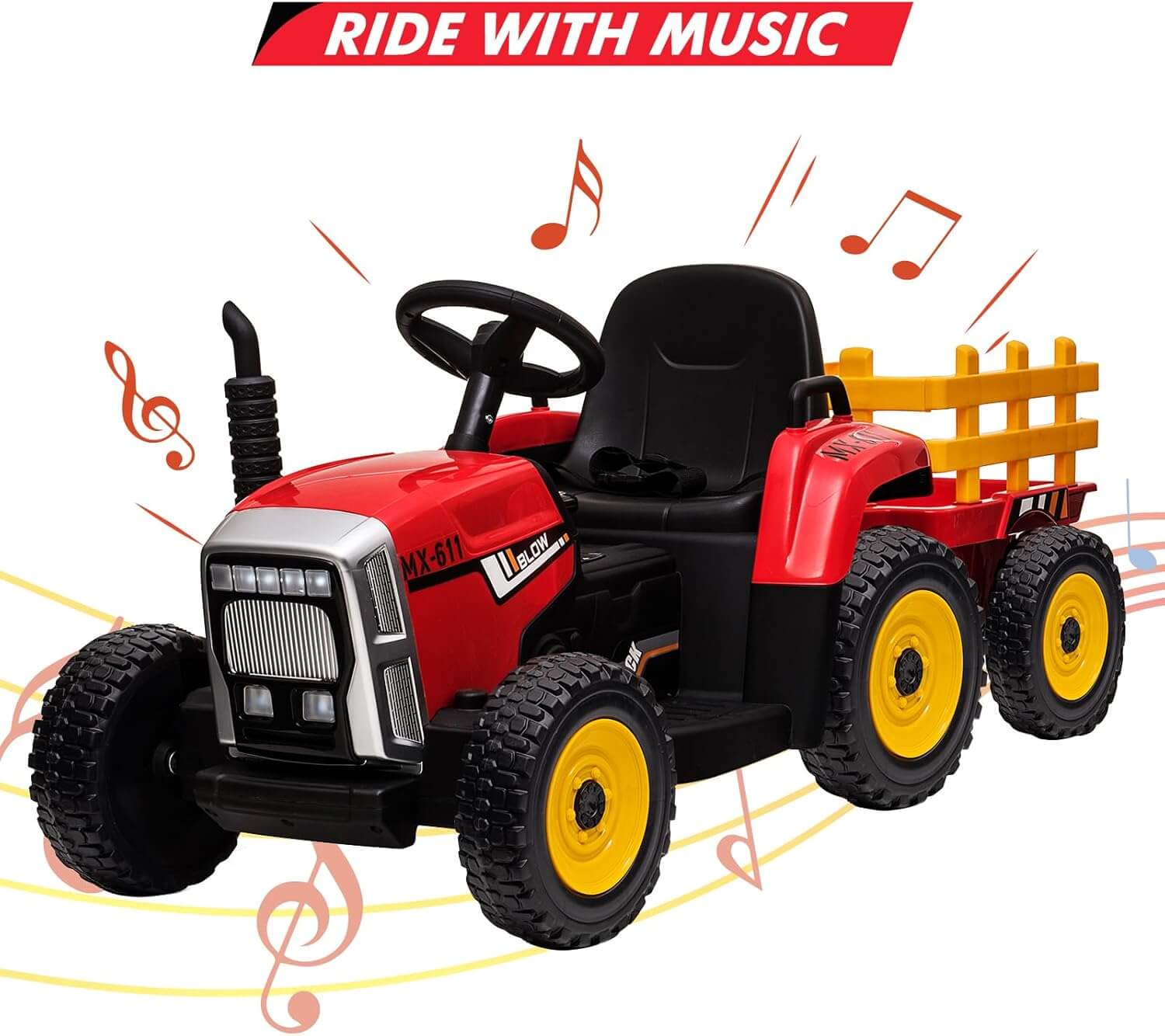 Nasitip Battery Powered Kids' Ride-On Tractor with Trailer