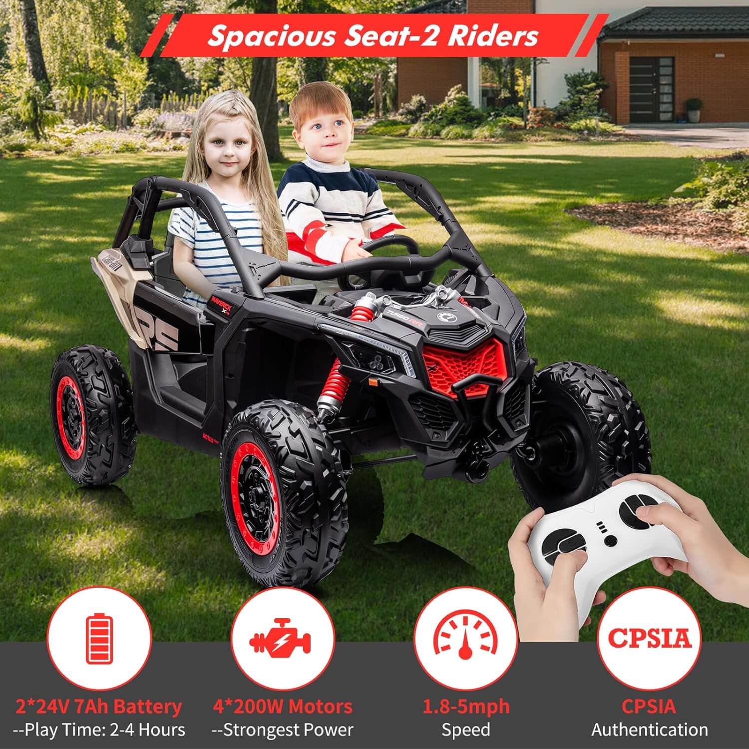 Nasitip CAN-AM Licensed 2 Seater Kids' Ride-On UTV, Remote Control