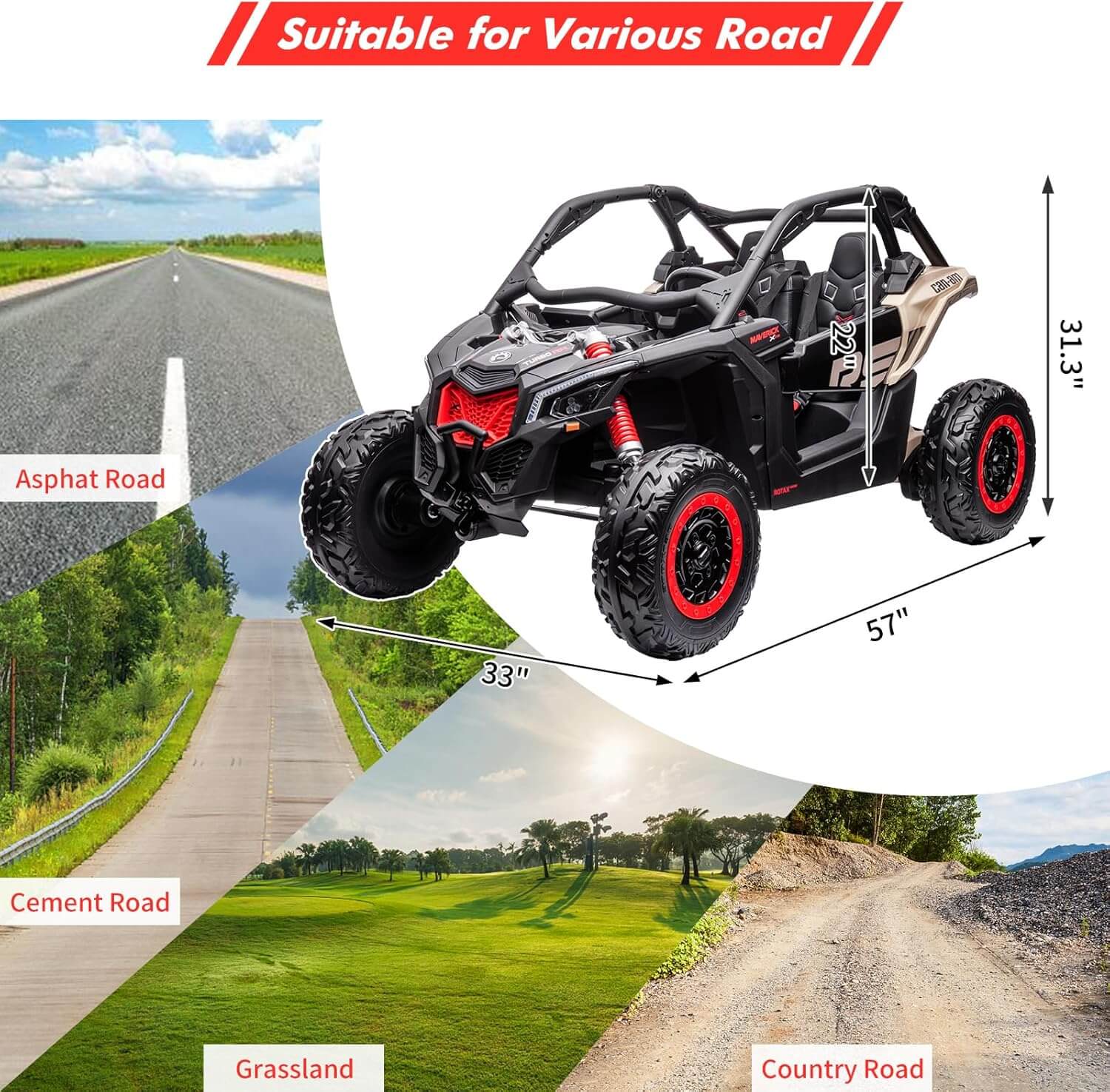 Nasitip CAN-AM Licensed 2 Seater Kids' Ride-On UTV, Remote Control