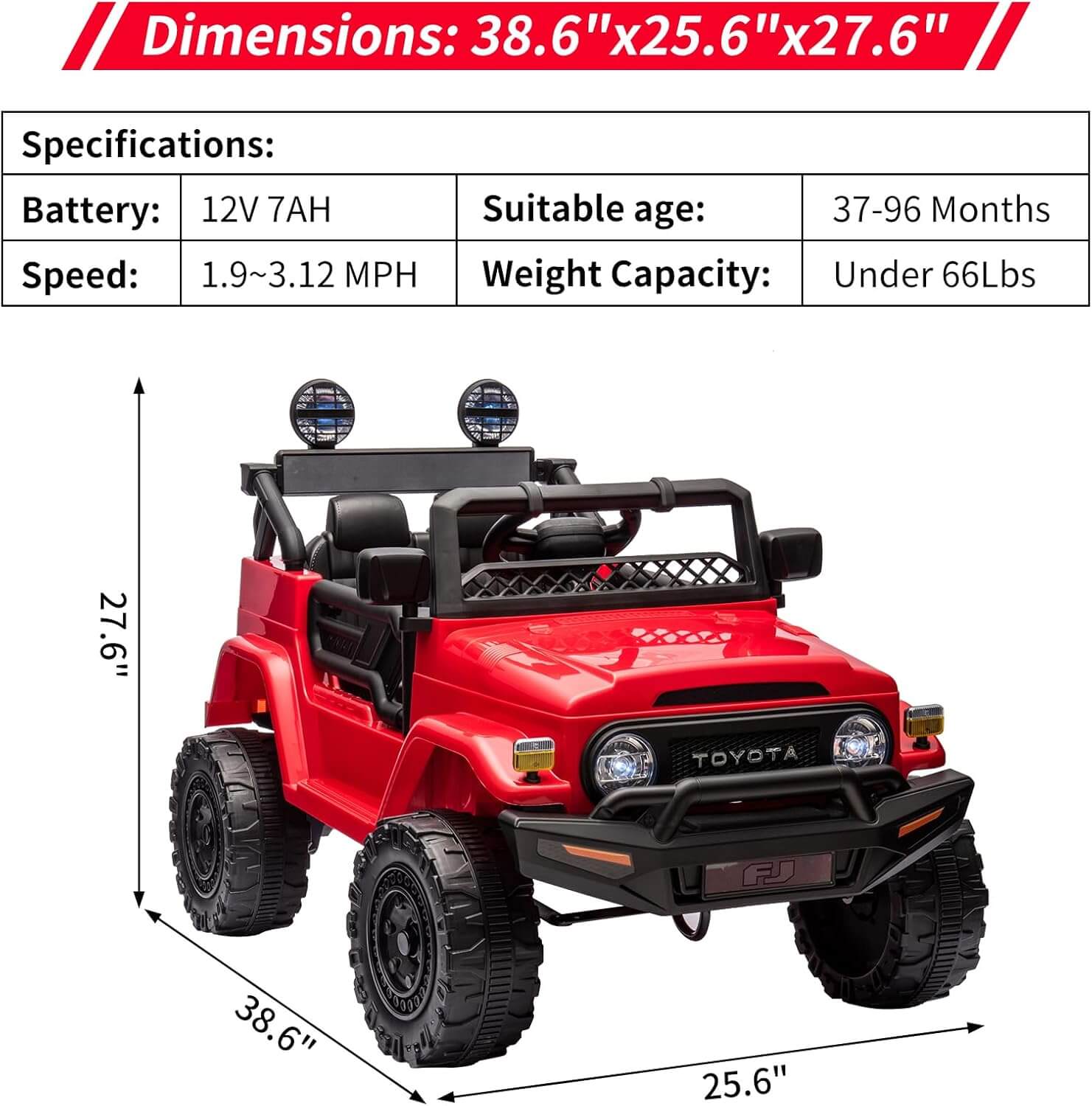 Nasitip Toyota Licensed Suspension Kids' Ride-On Truck, Remote Control