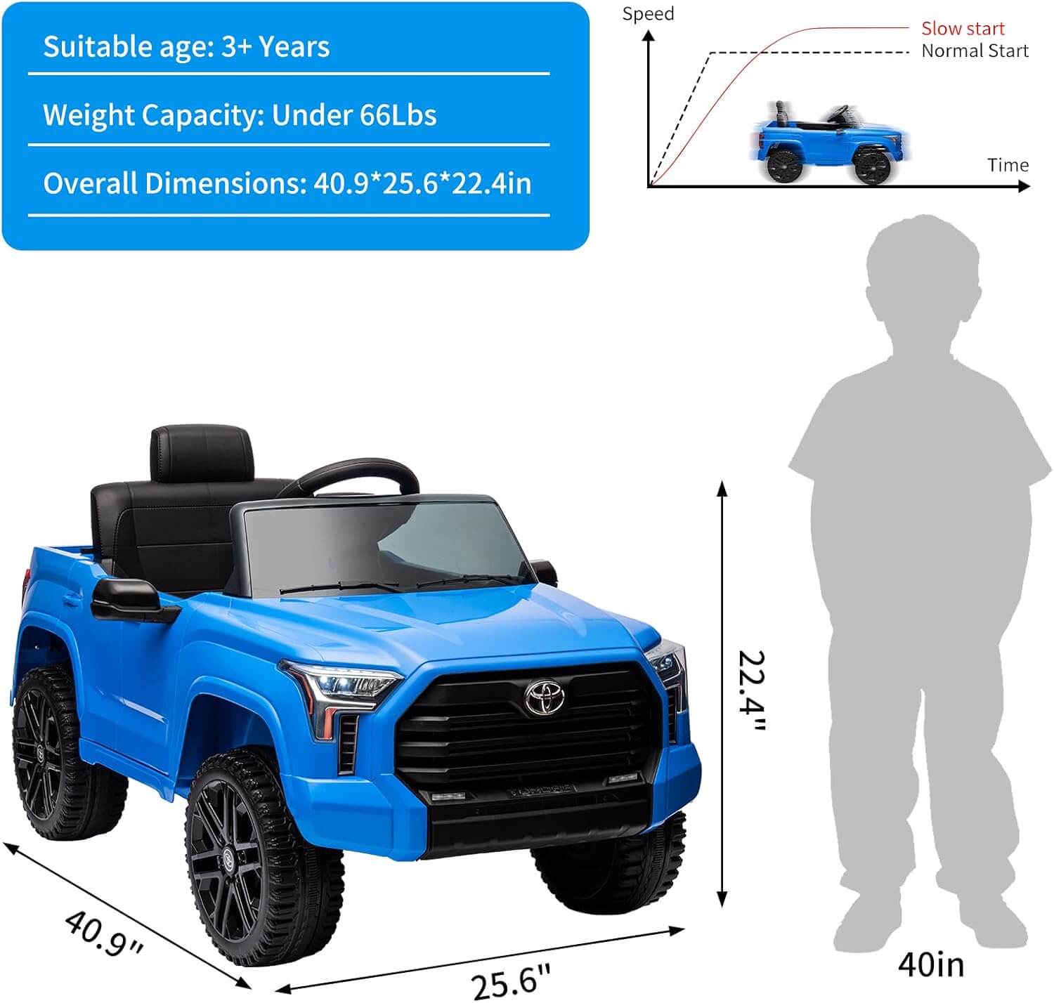 Nasitip Toyota Tundra Licensed Suspension Kids' Ride-On Truck, LED Lights, Remote Control