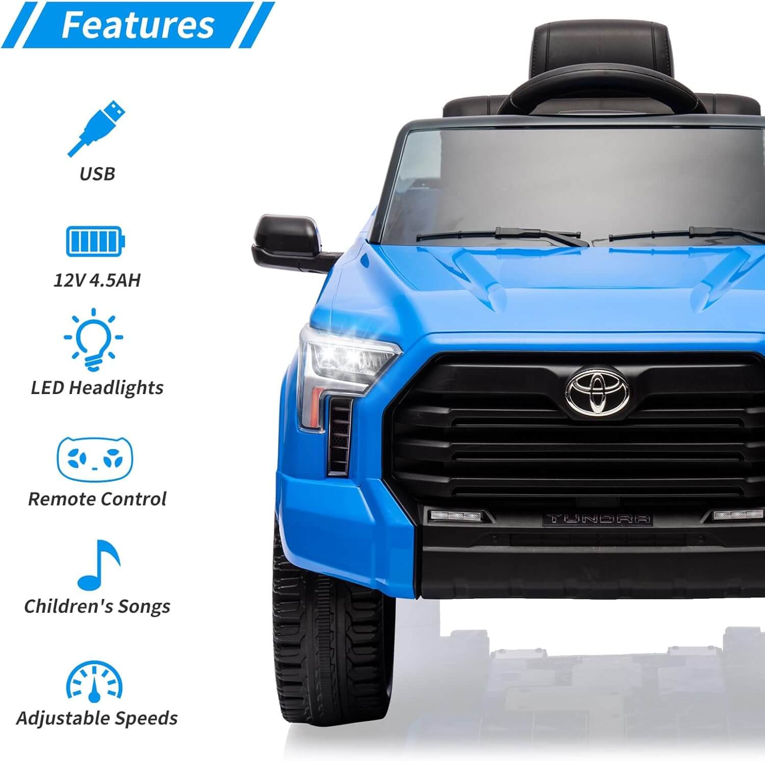 Nasitip Toyota Tundra Licensed Suspension Kids' Ride-On Truck, LED Lights, Remote Control