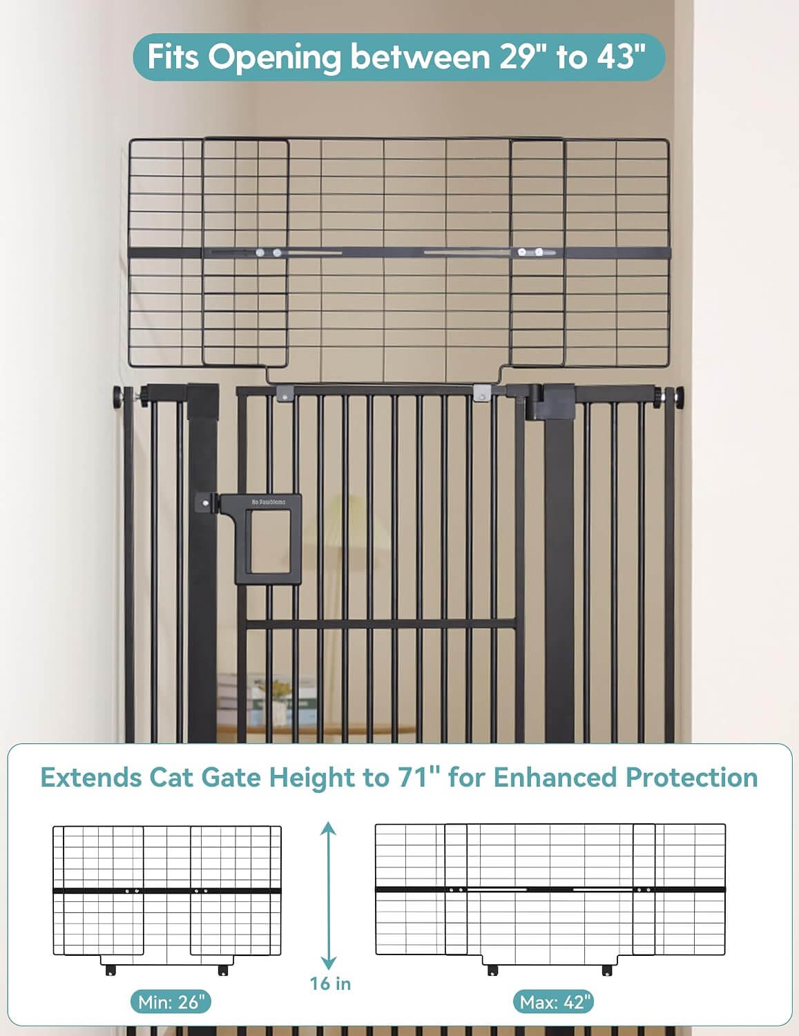 No Pawblems CM02 Extra Tall Pet Gate