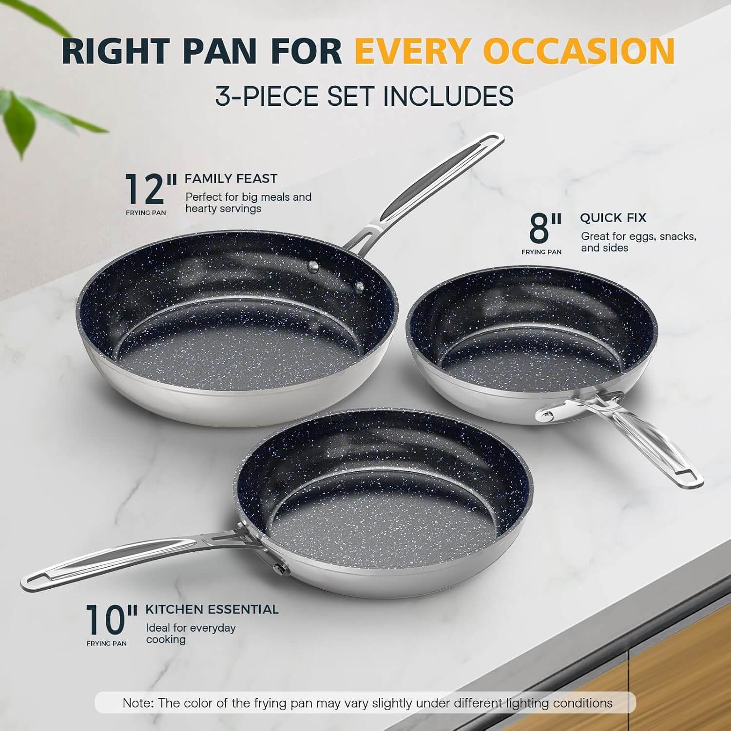 Nuwave 3-Piece 8” 10” 12” Forged Lightweight Frying Pan Cookware Set
