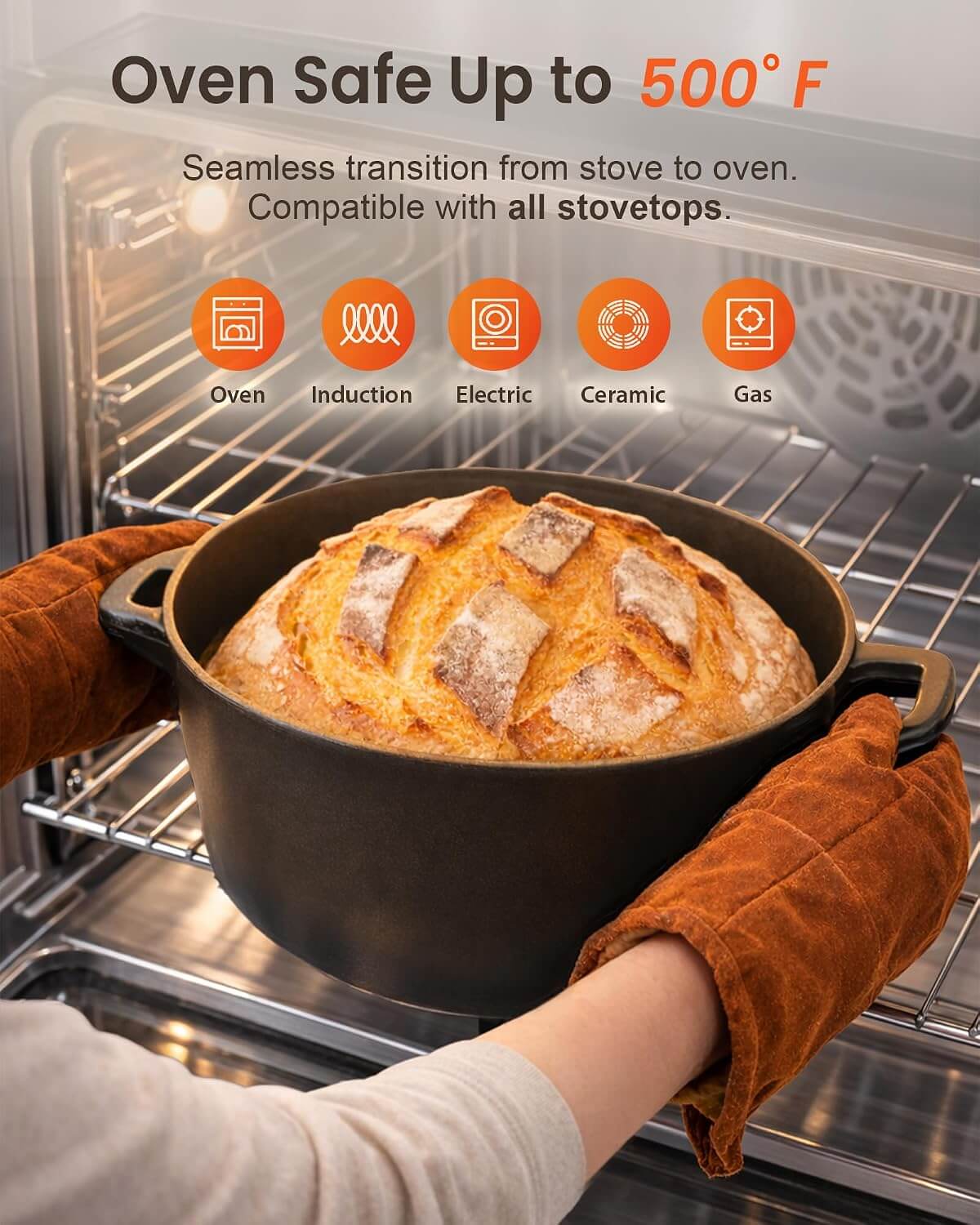 Nuwave 6QT Cast Iron Dutch Oven Pot with Lid