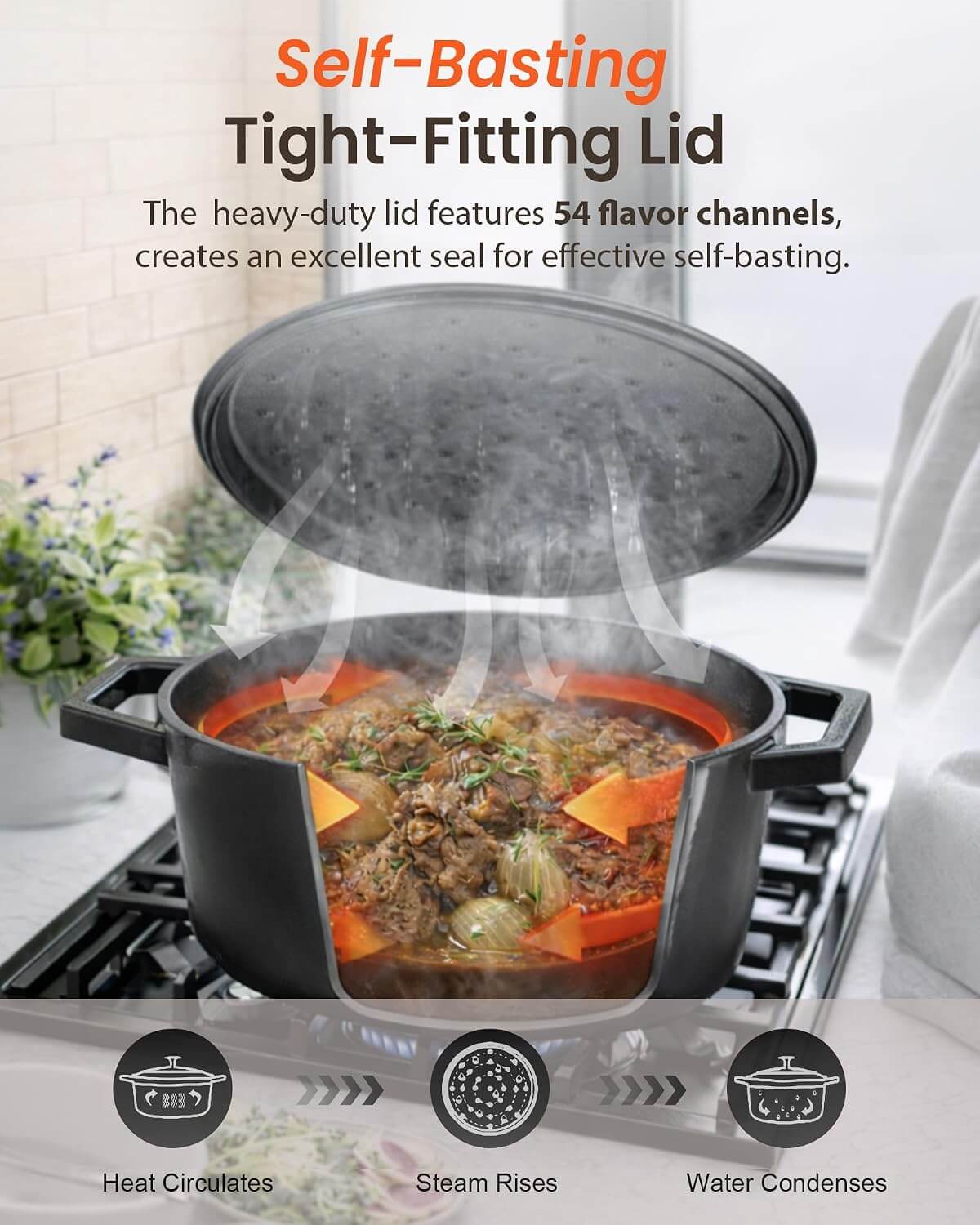 Nuwave 6QT Cast Iron Dutch Oven Pot with Lid