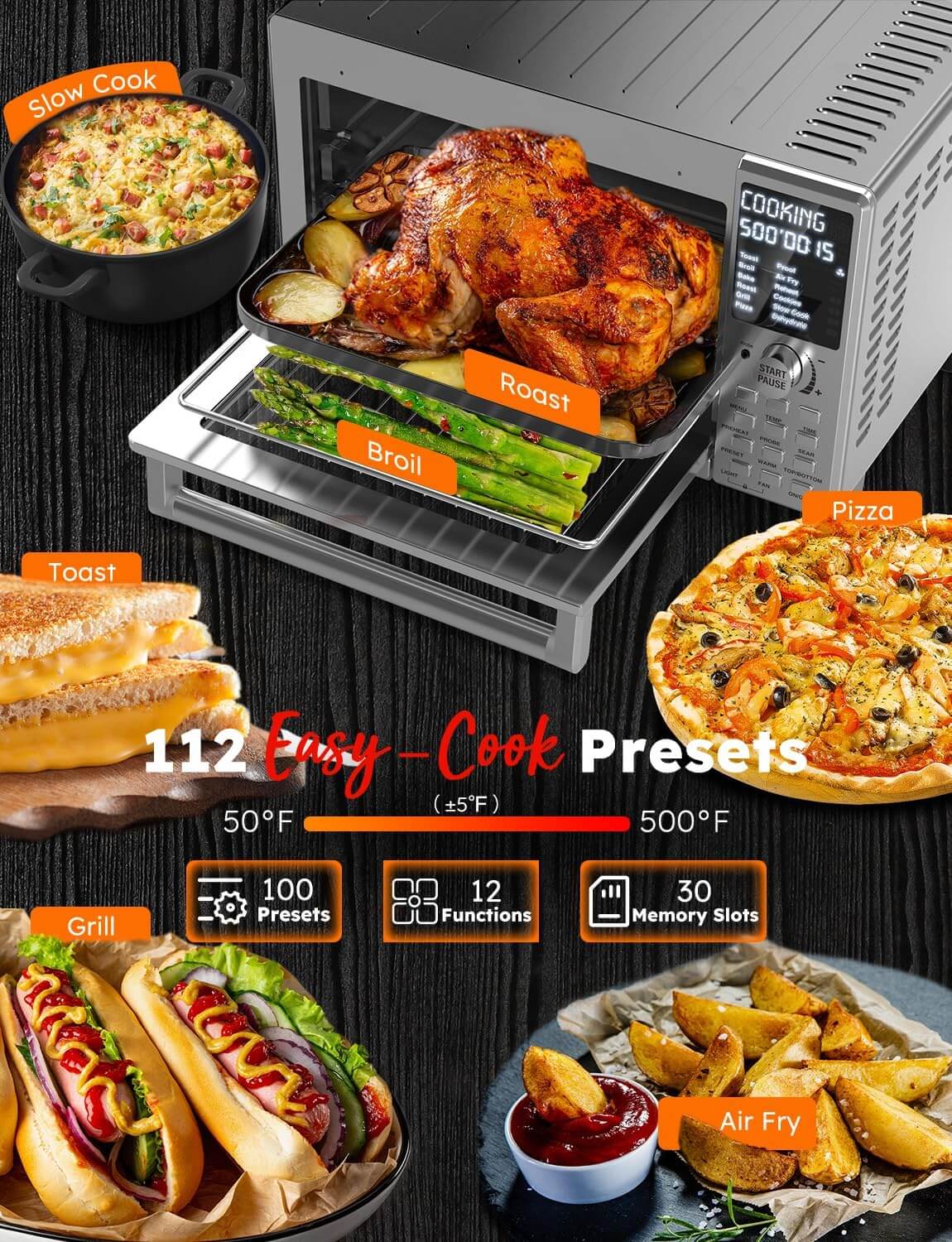Nuwave BRAVO XL PRO Smart Air Fryer Toaster Oven Grill Combo