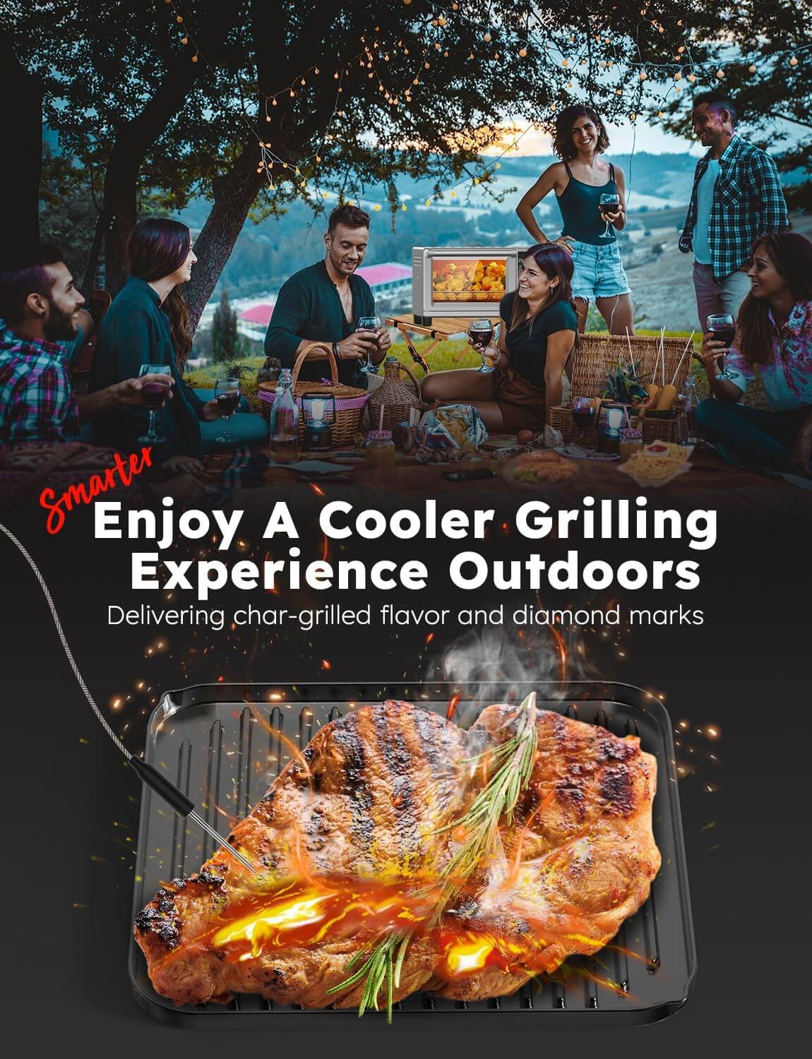 Nuwave BRAVO XL PRO Smart Air Fryer Toaster Oven Grill Combo