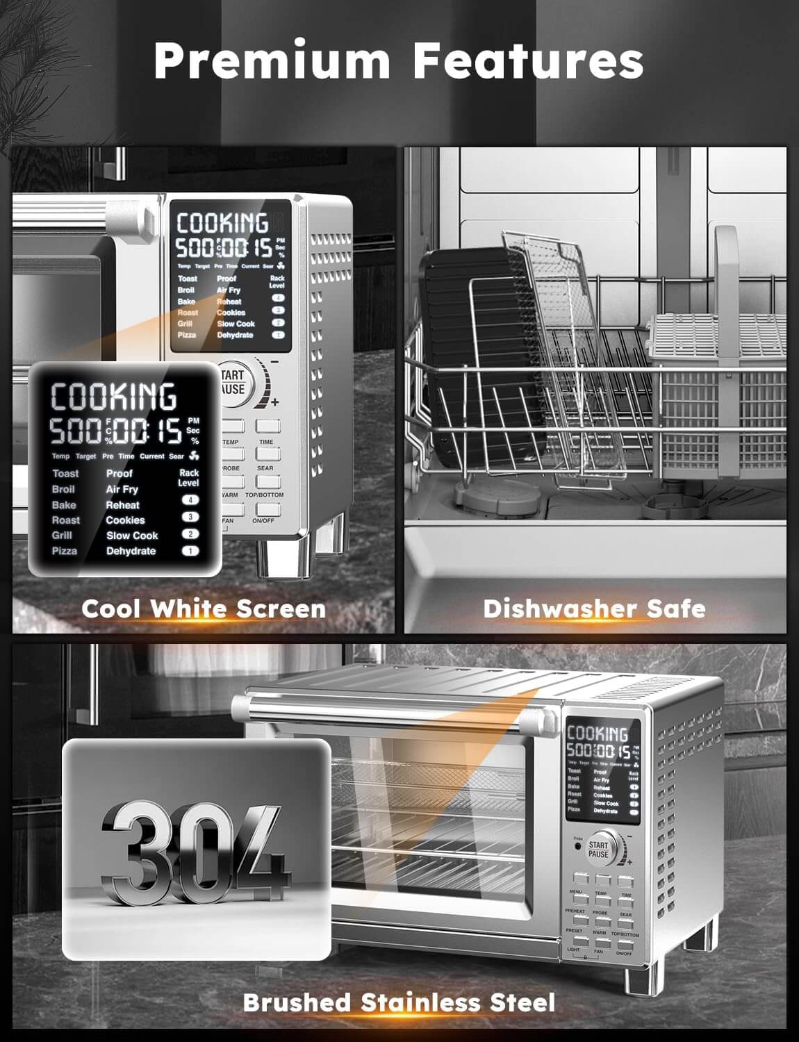 Nuwave BRAVO XL PRO Smart Air Fryer Toaster Oven Grill Combo