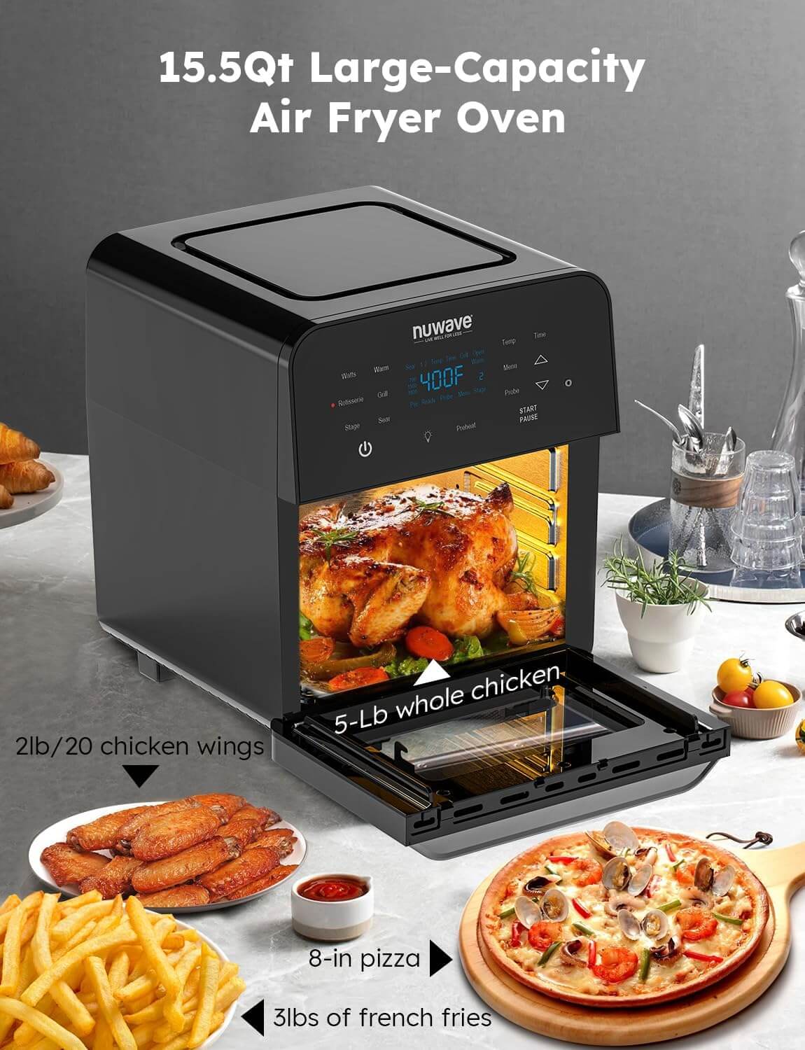 Nuwave BRIO 15.5QT Air Fryer Rotisserie Oven