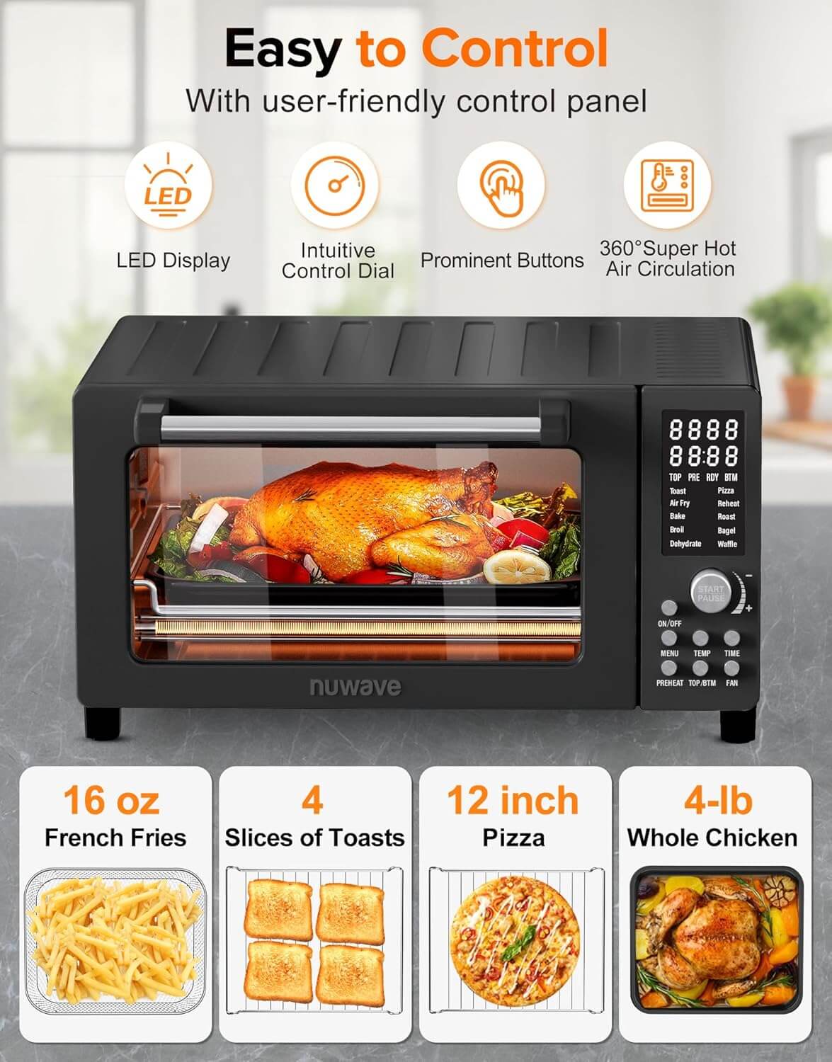 Nuwave Bravo Pro Smart Air Fryer Toaster Oven Combo