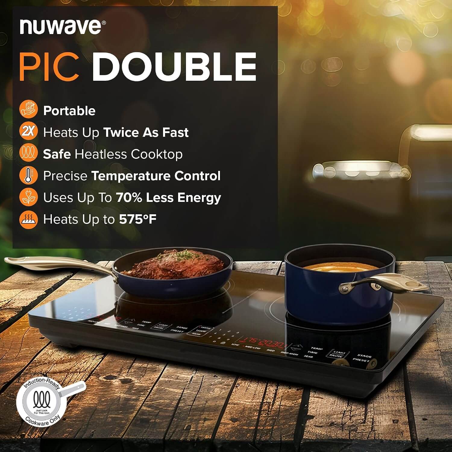 Nuwave DOUBLE PRO Portable Cooktop Induction Countertop Burner