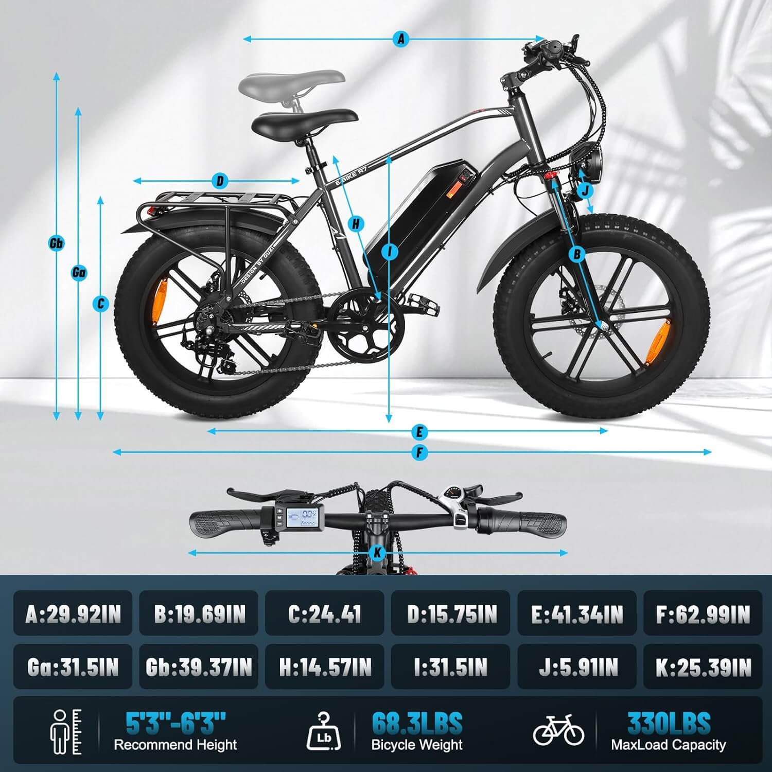 OUXI RX7 1000W 48V 20" Fat Tire Electric Bike